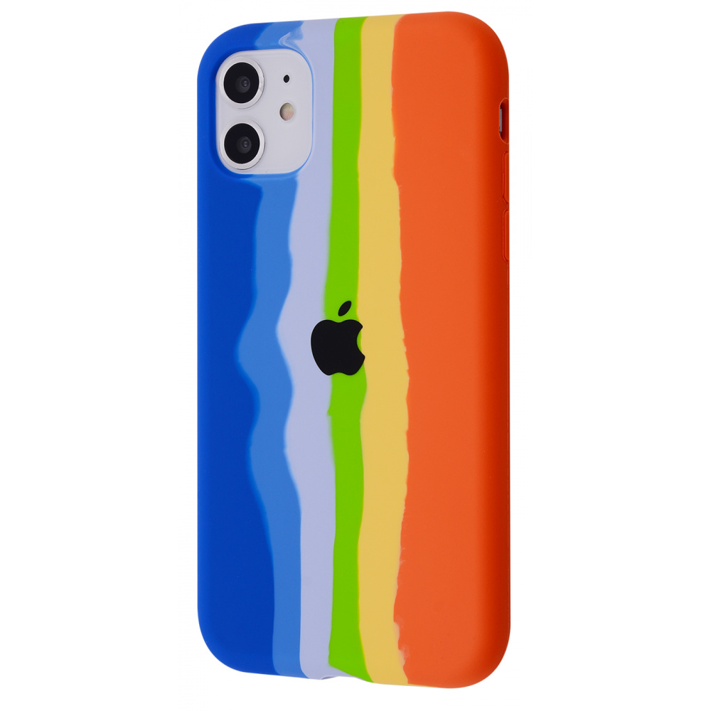 

Чехол PRC Rainbow Silicone Case iPhone 11 blue/orange С рисунком Оранжевый