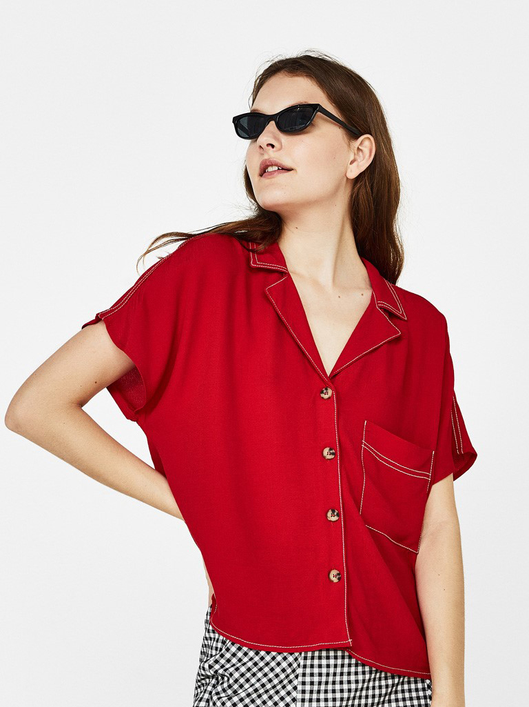 

Рубашка Bershka 05821168600  Красная, Рубашка Bershka 05821168600 XS Красная