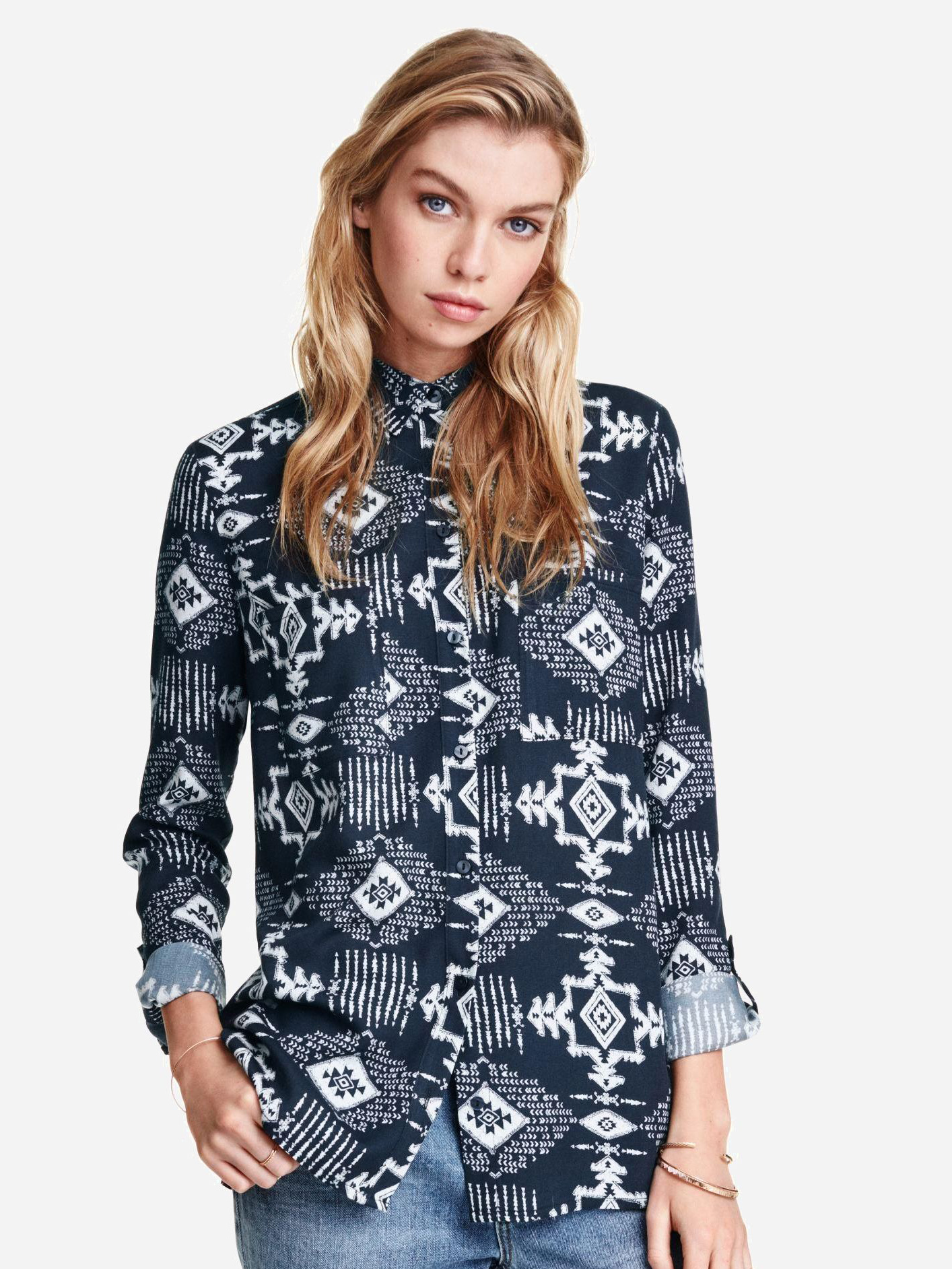 

Рубашка H&M 3560123-AAQJ 34 Темно-синяя