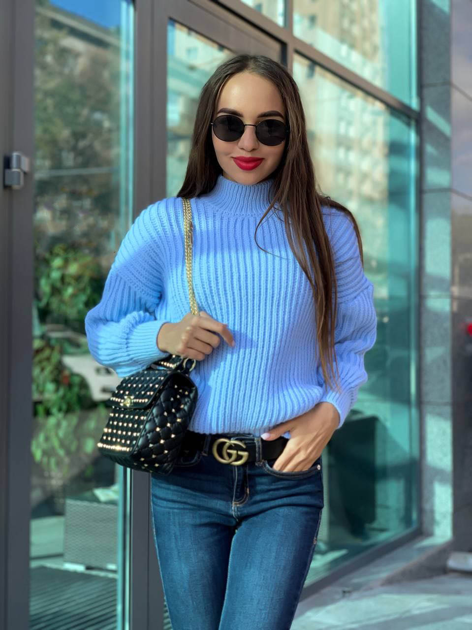 

Fashions • Свитер женский оверсайз Лина Fashions 42-46 голубой (859)