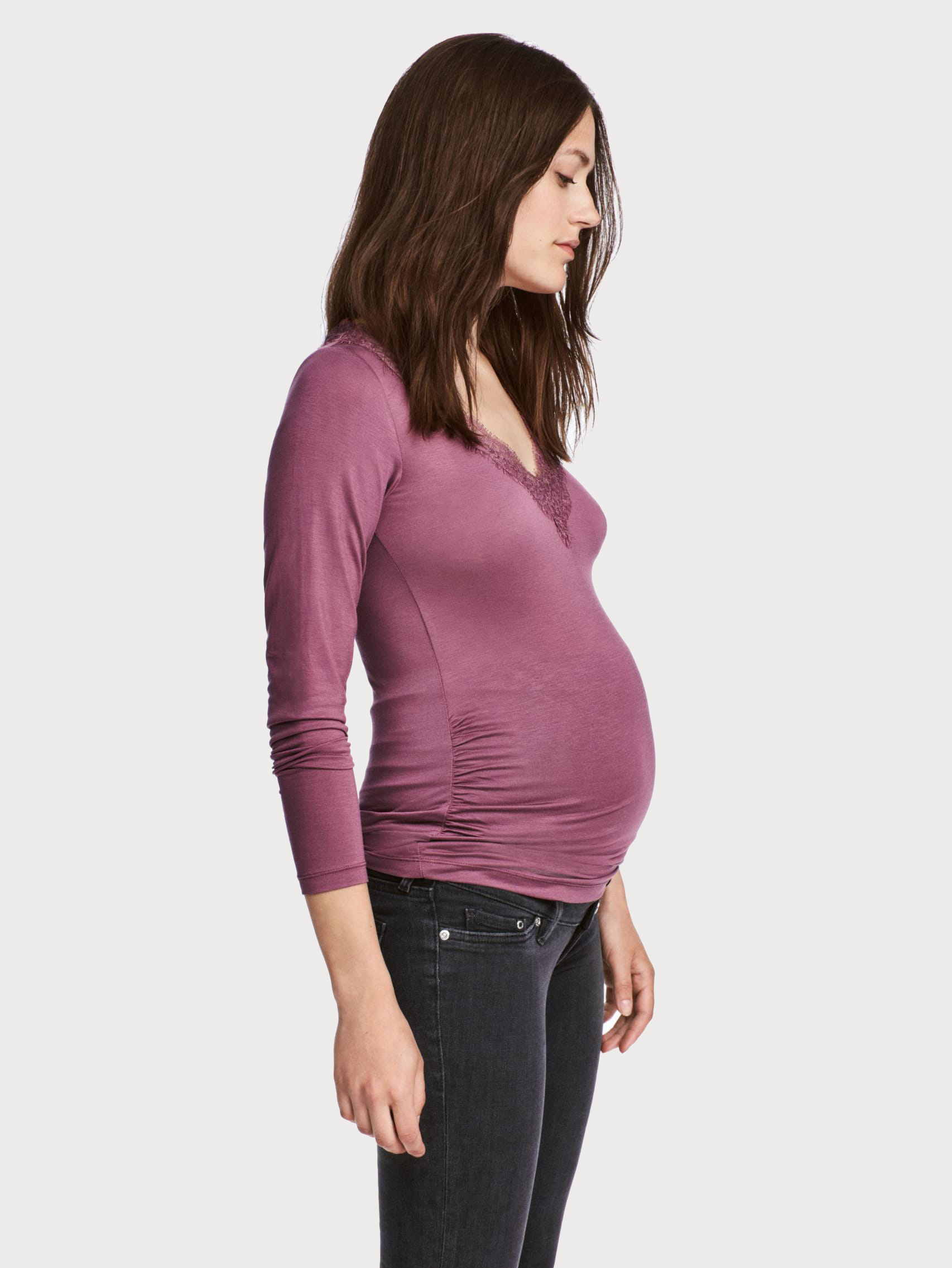 Акція на Лонгслів для вагітних довгий жіночий H&M 5094366log S Темно розовий від Rozetka