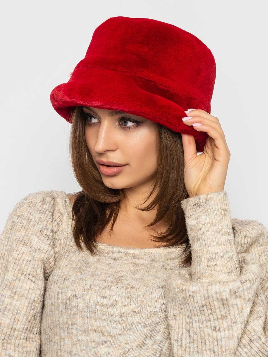 

Панама из эко меха Grand Furs меховая красная pn-011-red