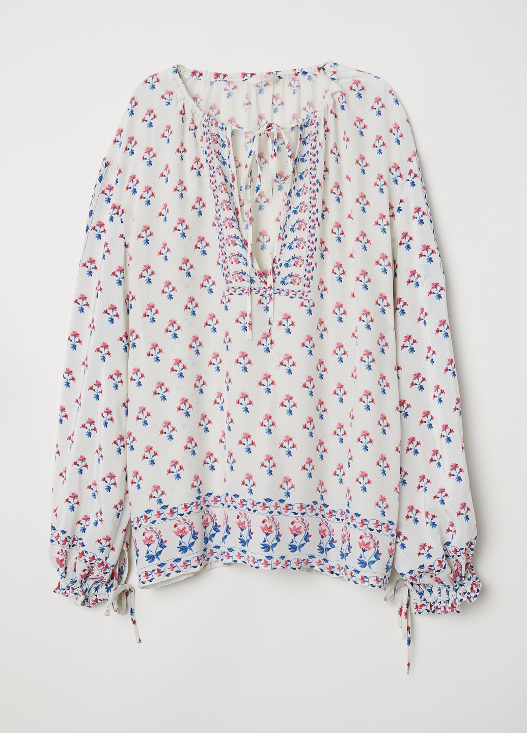 

Блуза H&M  Светло-бежевый 0635579_крас.син.цветки_01, Блуза H&M 42 Светло-бежевый 0635579_крас.син.цветки_01