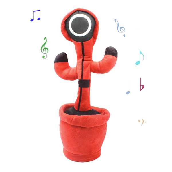 

Игрушка Игра в кальмара Круг танцует поет повторяет фразы с подсветкой мягкая 32 см Красный (7073934)