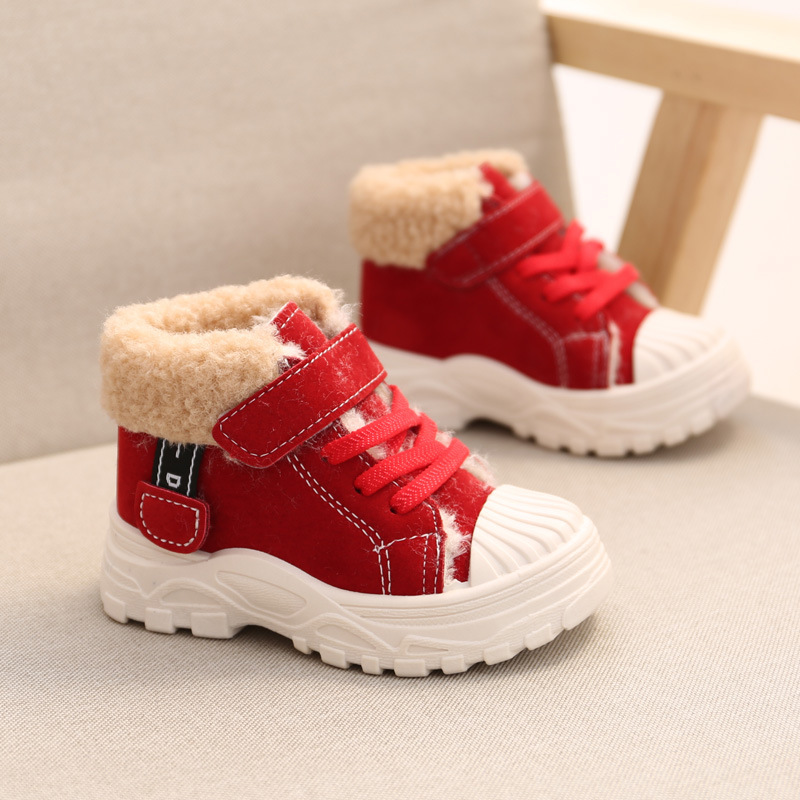 

Ботинки детские теплые с меховым отворотом 30 16,5см Красный