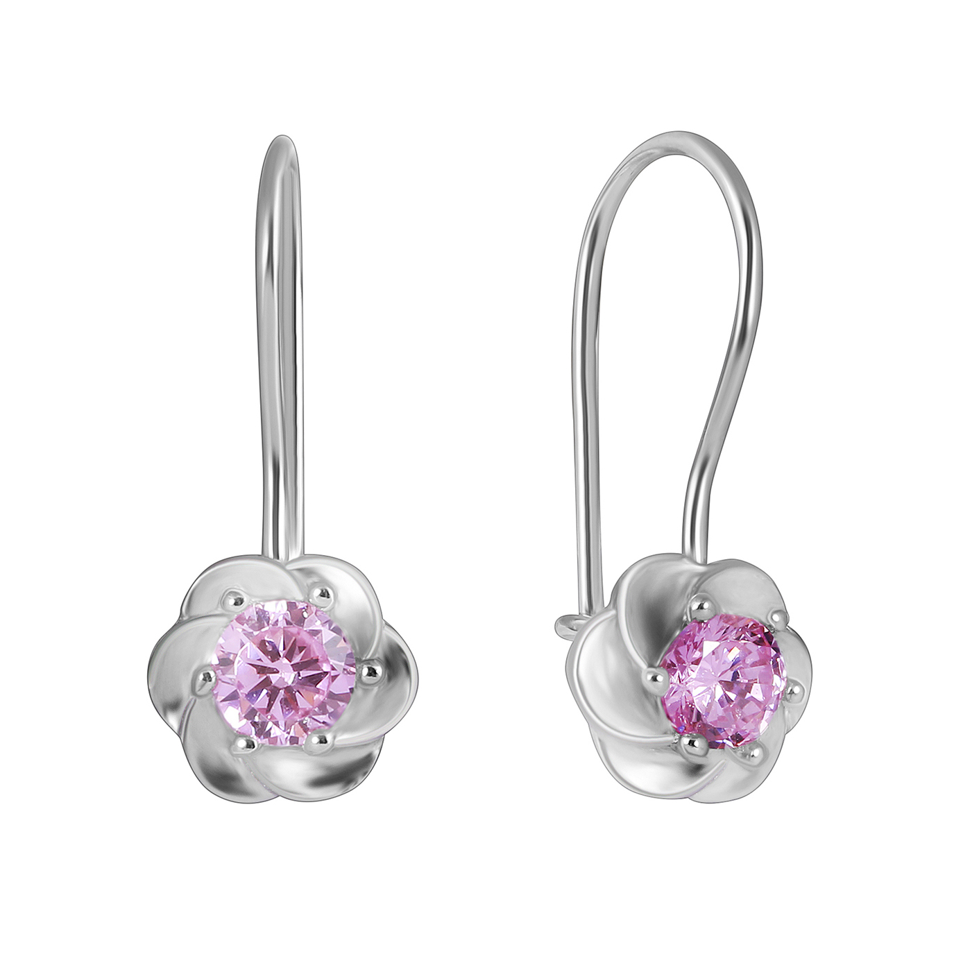 

Серебряные серьги с розовыми фианитами 000114969