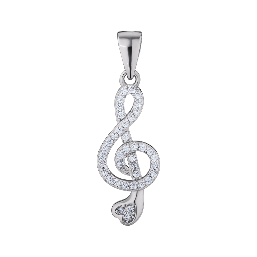 

Серебряная подвеска Скрипичный ключ с фианитами 000147583