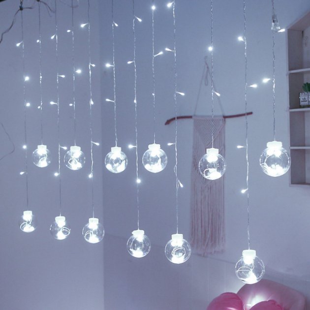 

Новогодняя Гирлянда Штора 400LED 20 шариков Garland RD-9013 Белый (М-13870)