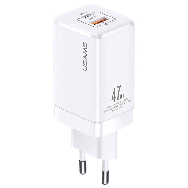 

СЗУ Usams US-CC137 T41 47W GaN PD + QC Miniдля Зарядные устройства Белый