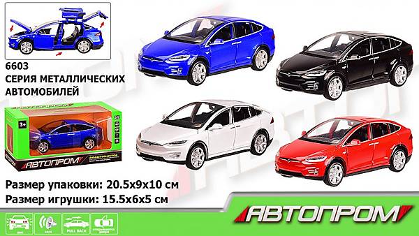 

Машина металл 1:32 TESLA MODEL X 100D, 4 цвета, свет, звук Автопром (6603)