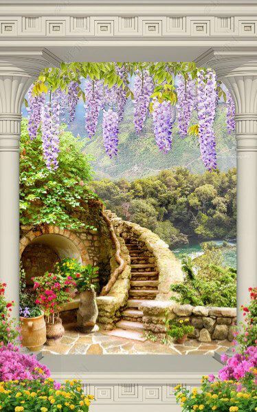 

Фотообои Арт-Обои Терраса с каменной лестницей №dec_3153 Нить