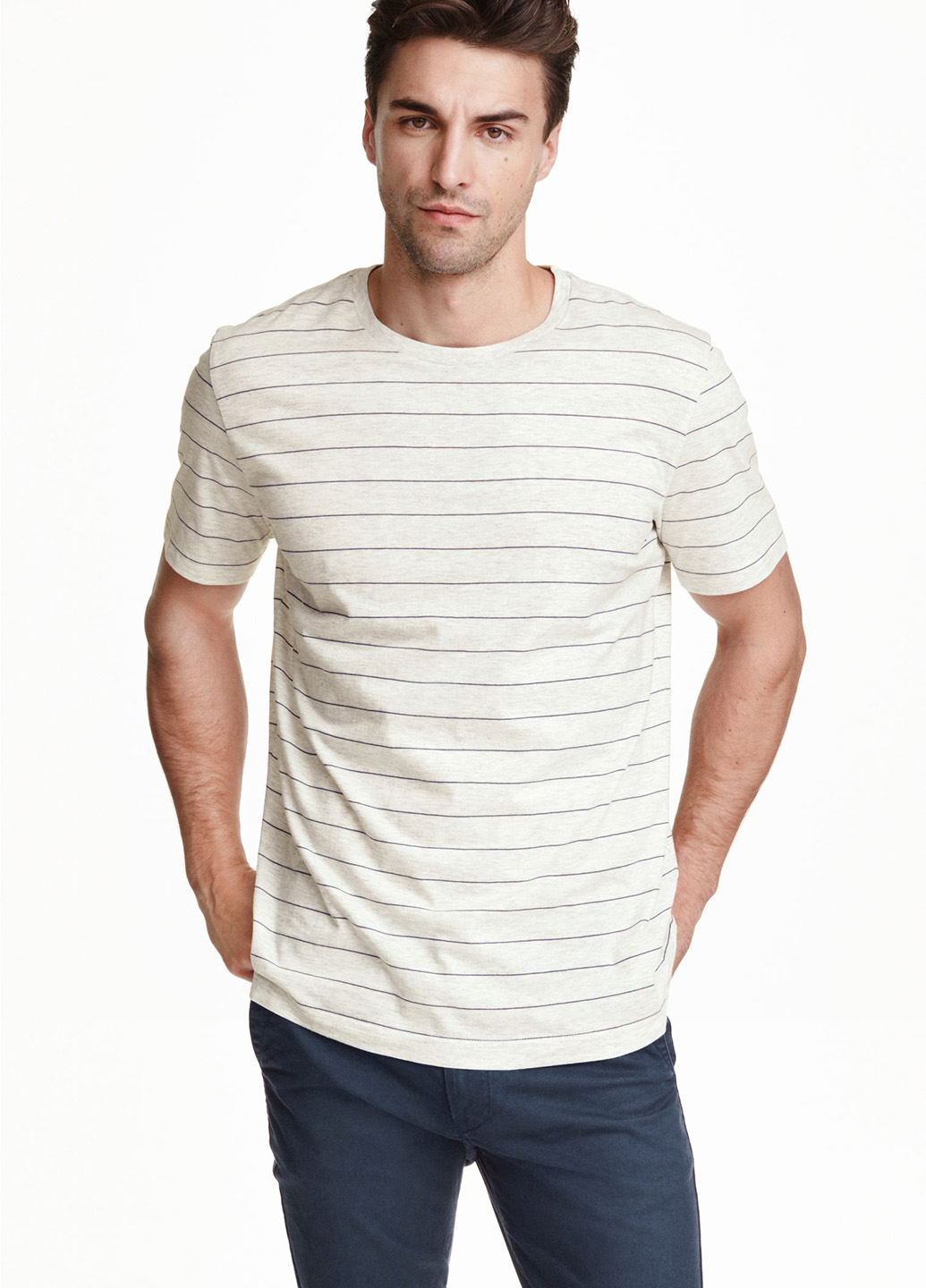 

Футболка H&M S белый/серый 0318484_пол.син