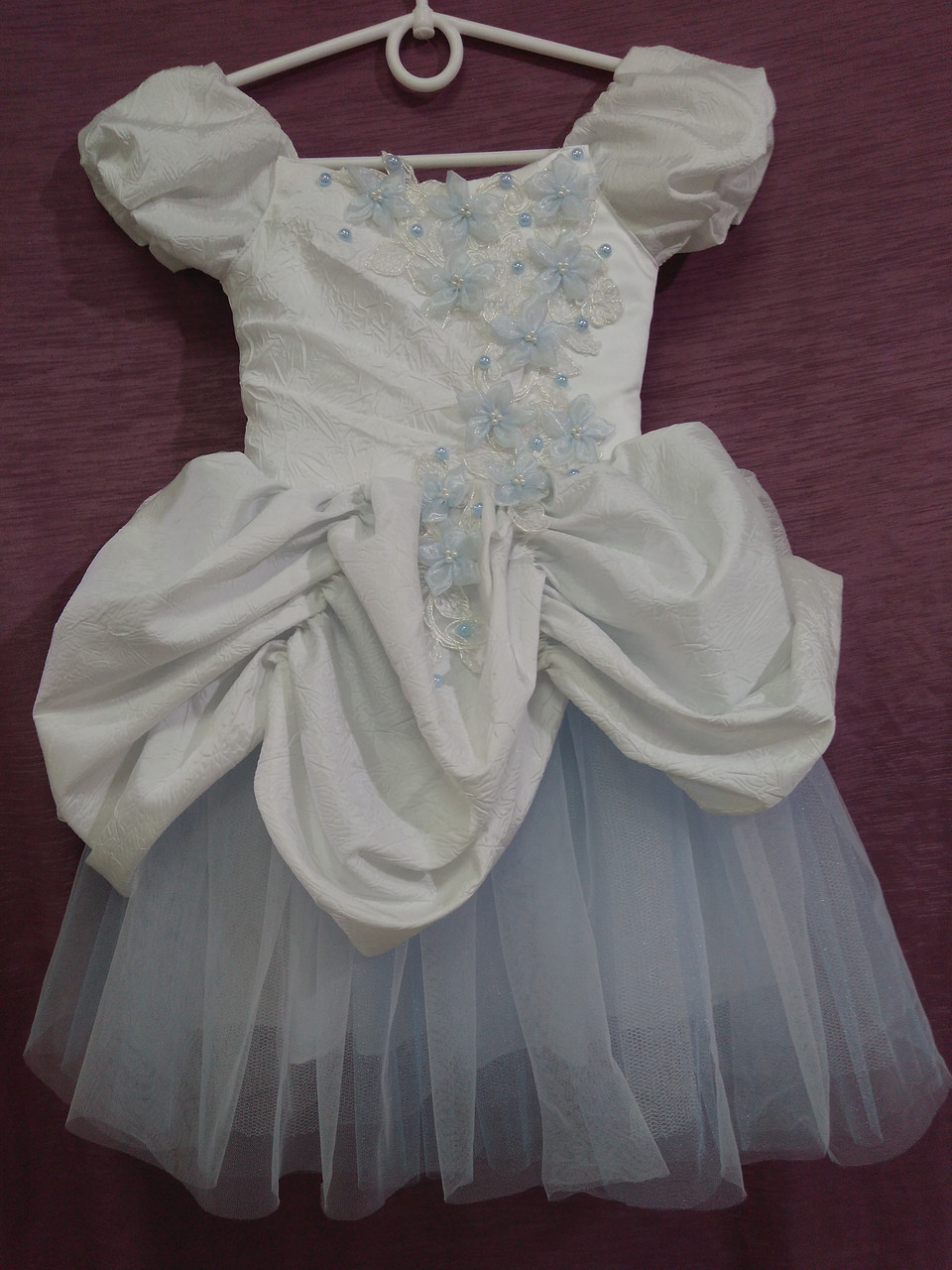 

Платье детское нарядное Принцесса на 2-4 года рост 88-110 см белое с голубым