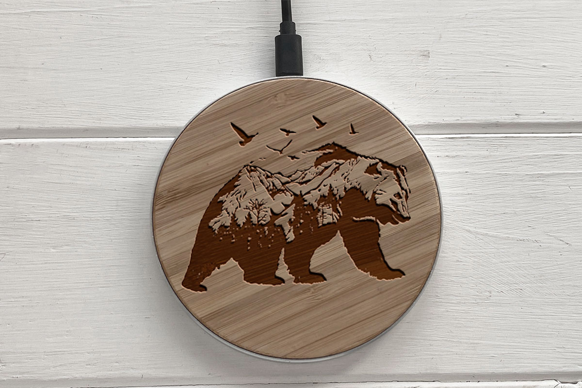 

Быстрая беспроводная деревянная зарядка SkinWood White Fast Charge bear 2