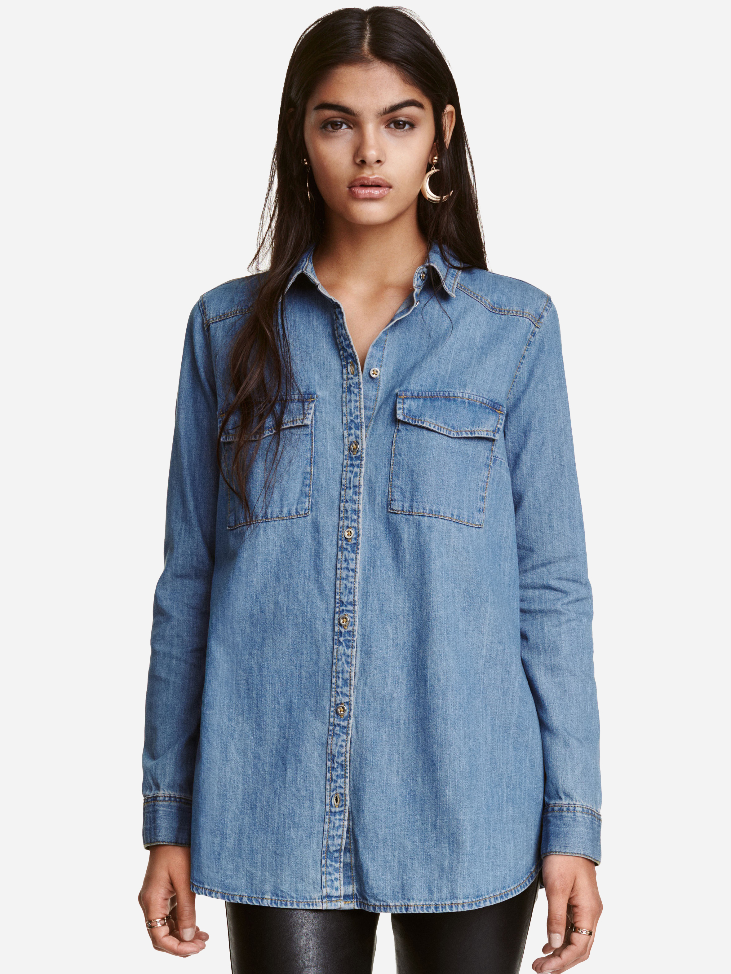 

Джинсовая рубашка H&M 4191584-ACXD 42 Синяя