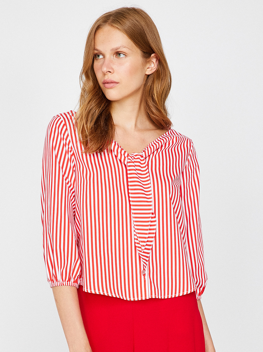 

Блузка Koton 8YAK68416OW-03M  Red Stripe, Блузка Koton 8YAK68416OW-03M 40 Red Stripe