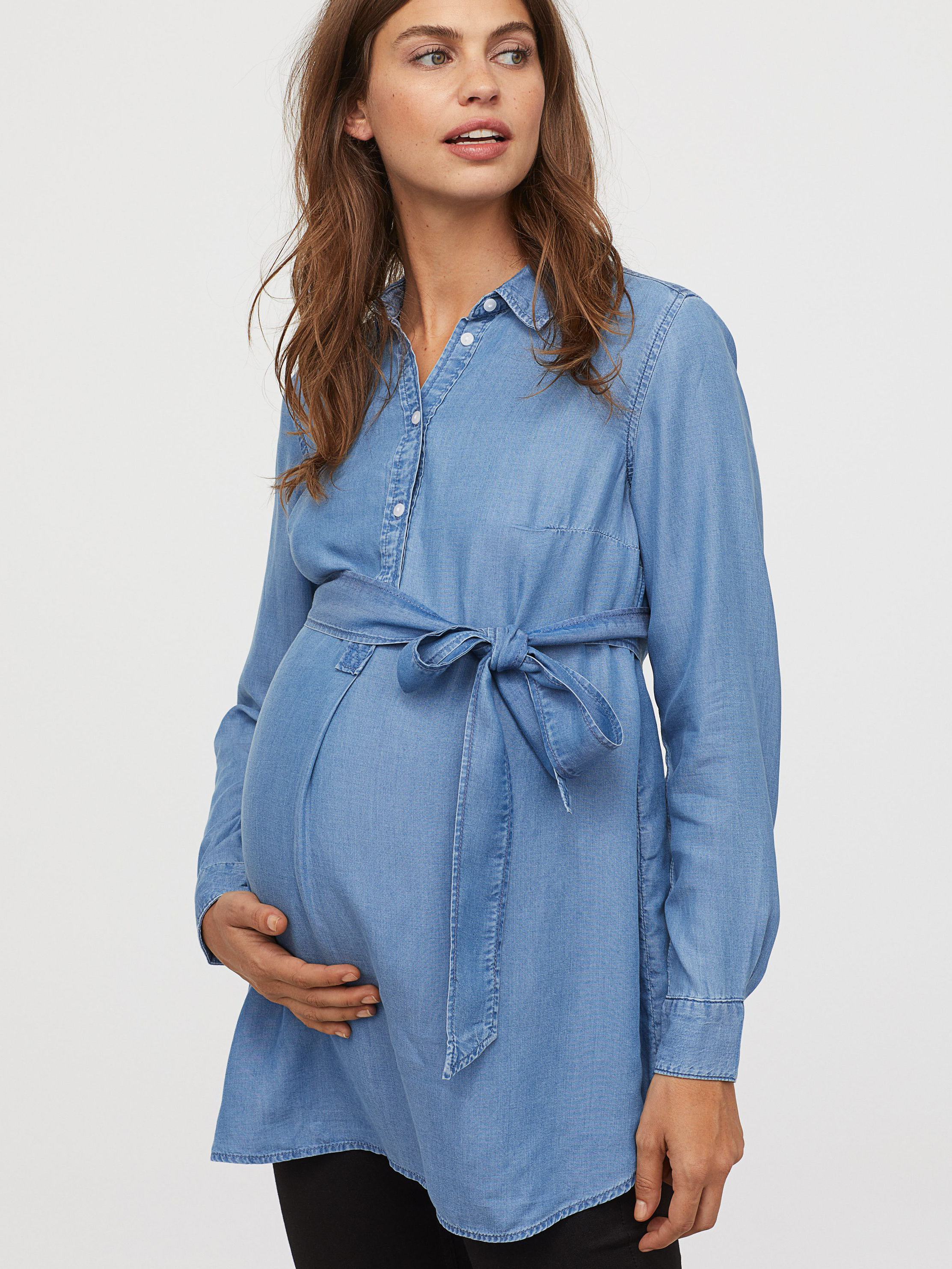 

Рубашка джинсовая для беременных H&M 0791625-0  Голубая, Рубашка джинсовая для беременных H&M 0791625-0 XL Голубая