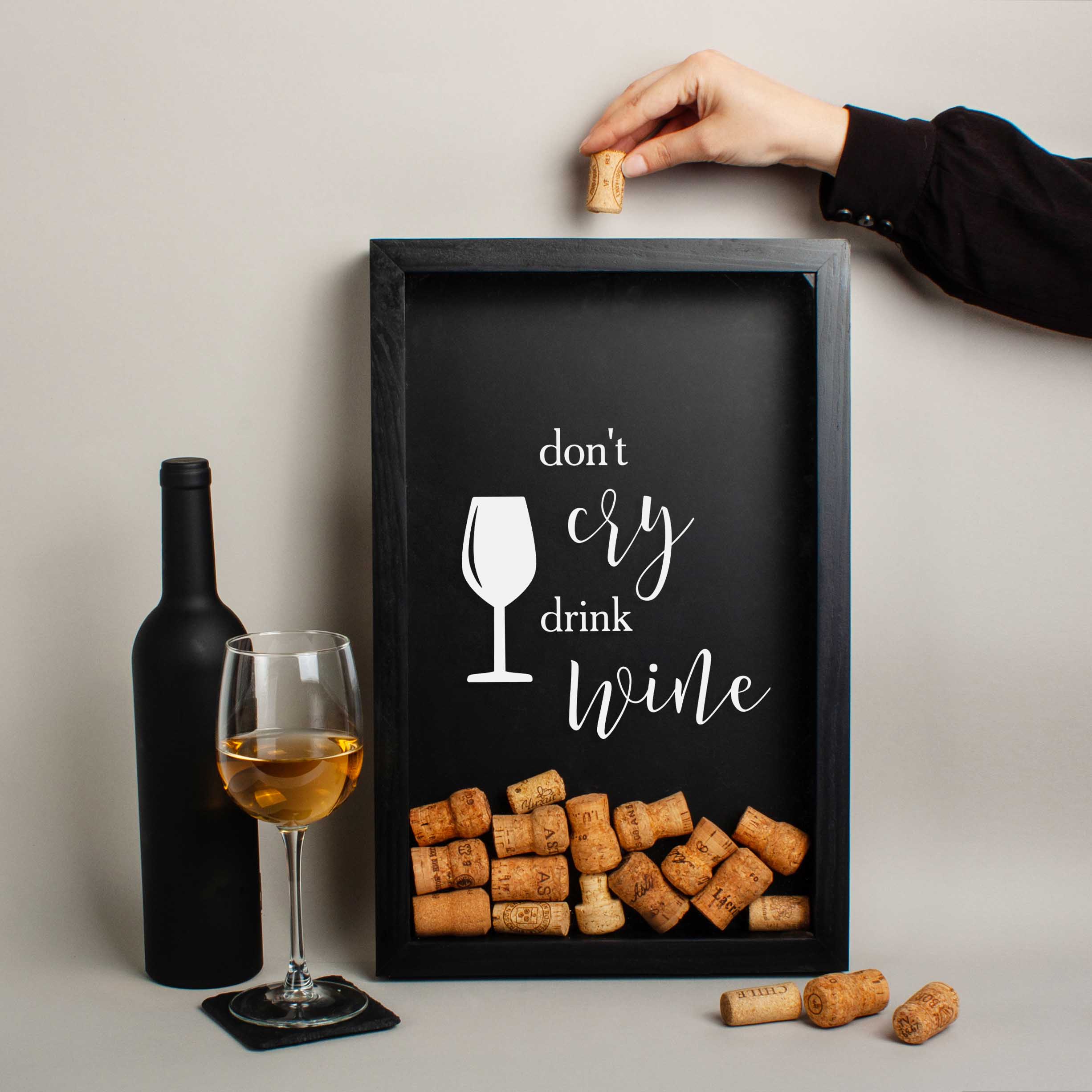 

Рамка копилка "Don`t cry drink wine" для пробок BeriDari (8369) black-black