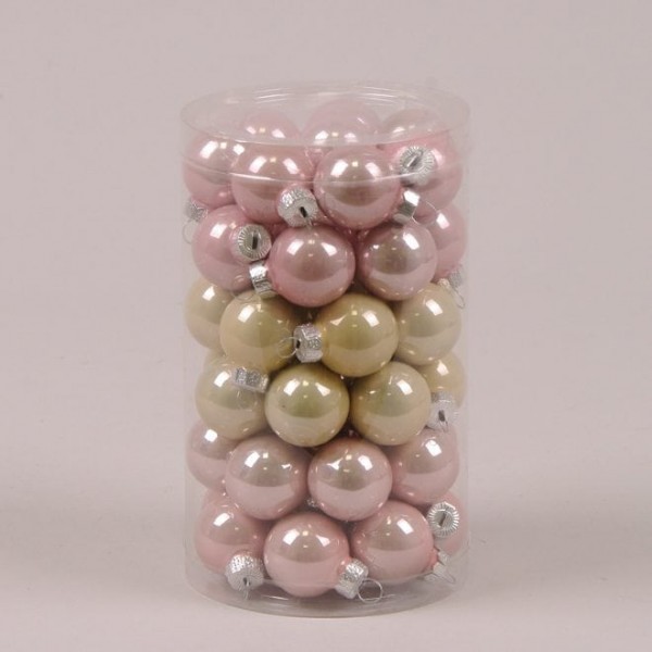 

Шарики стеклянные 2,5 см. розовые-кремовые (48 шт.) Flora 44527 (NAT09365)