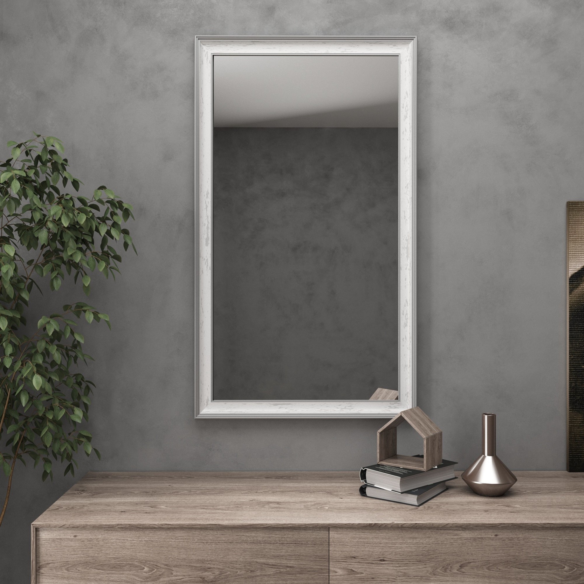 

Зеркало настенное 120х70 Белый винтаж Black Mirror 5835-284 в спальню коридор ванную комнату прихожую гардеробную