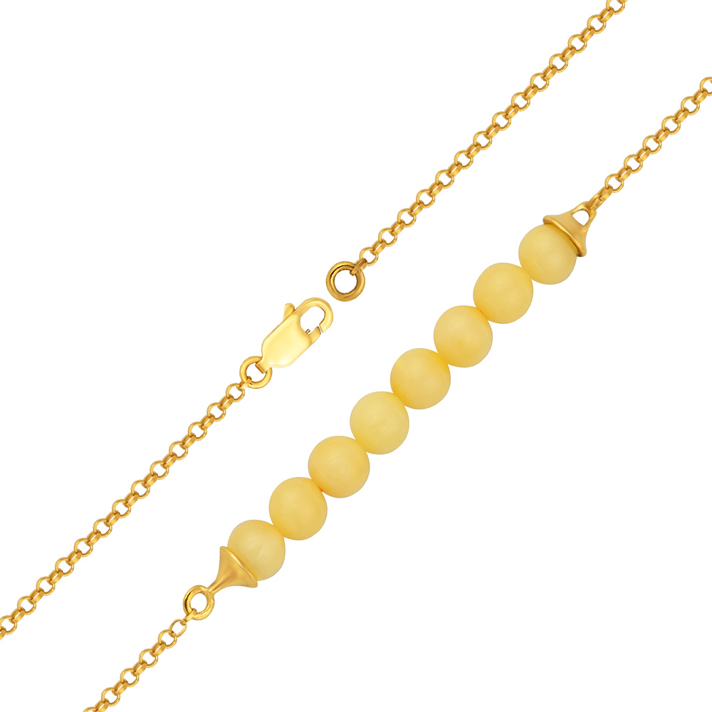 

Серебряный браслет в позолоте с центральной частью из лимонного янтаря 000099728 19 размера