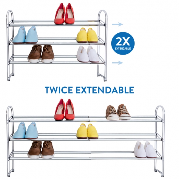 

Подставка для обуви tatkraft maestro раздвижная 3х ярусная из хромированной стали 13445 Tatkraft