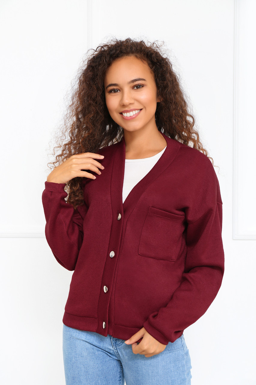 

Трикотажная кофточка кардиган Fashion Girl "Fresco" - бордовый, Трикотажная кофточка кардиган Fashion Girl "Fresco" 42-44 бордовый