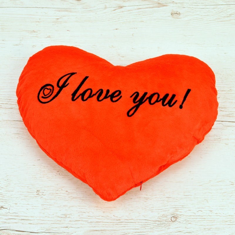 

Подушка сердце ночник светящаяся I love You красная