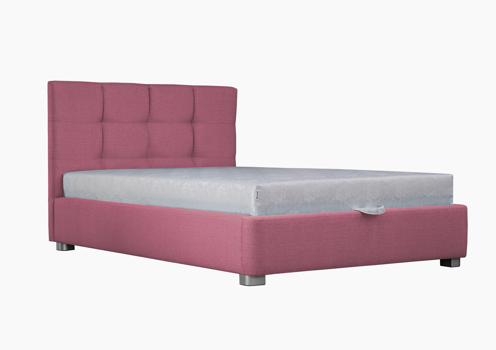 

Кровать двуспальная с металлическим каркасом и мягким изголовьем из ДСП и ДВП 160х190 Ника обивка ткань розовый Eurosof (без матраса и ниши)