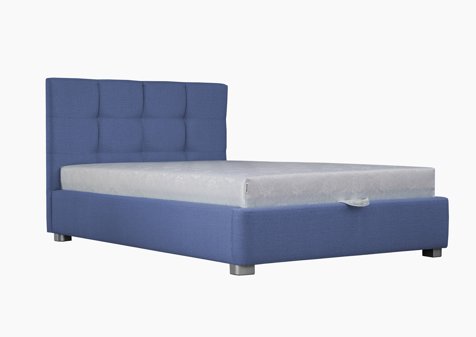 

Кровать полуторная с подъемным механизмом и мягким изголовьем из ДСП и ДВП 120х200 Ника обивка ткань синий Eurosof (с каркасом, без матраса)