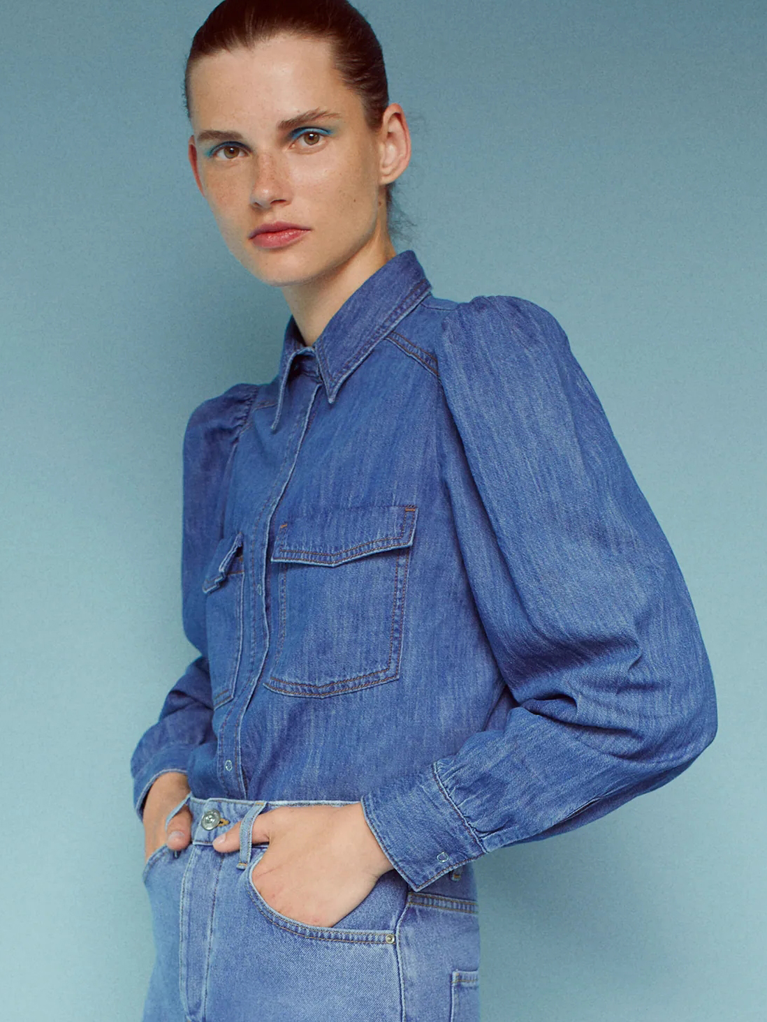 

Рубашка джинсовая Zara 1416/025/427 S Синяя