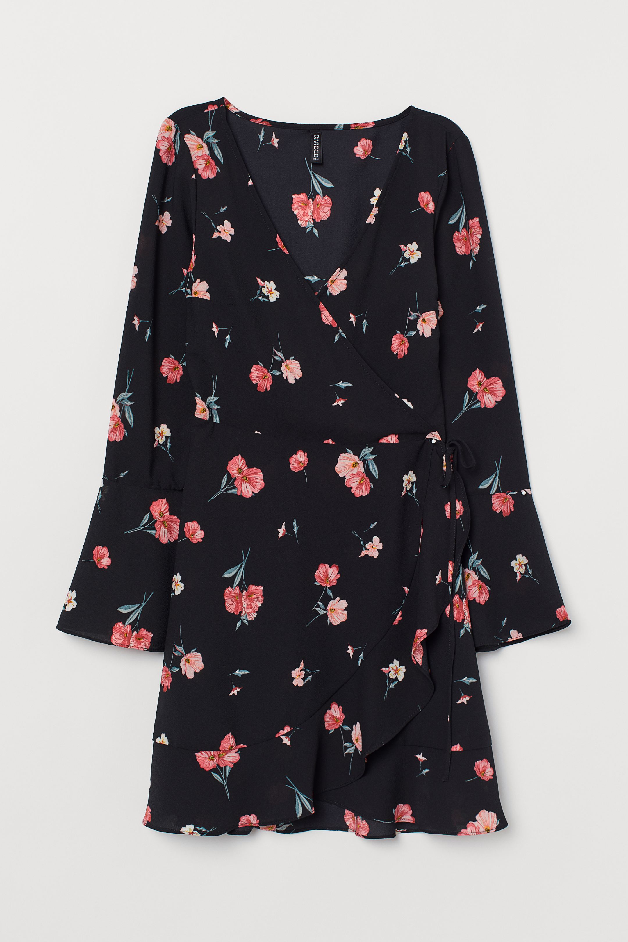 

Платье H&M  черный цветы 7620639, Платье H&M 42 черный цветы 7620639