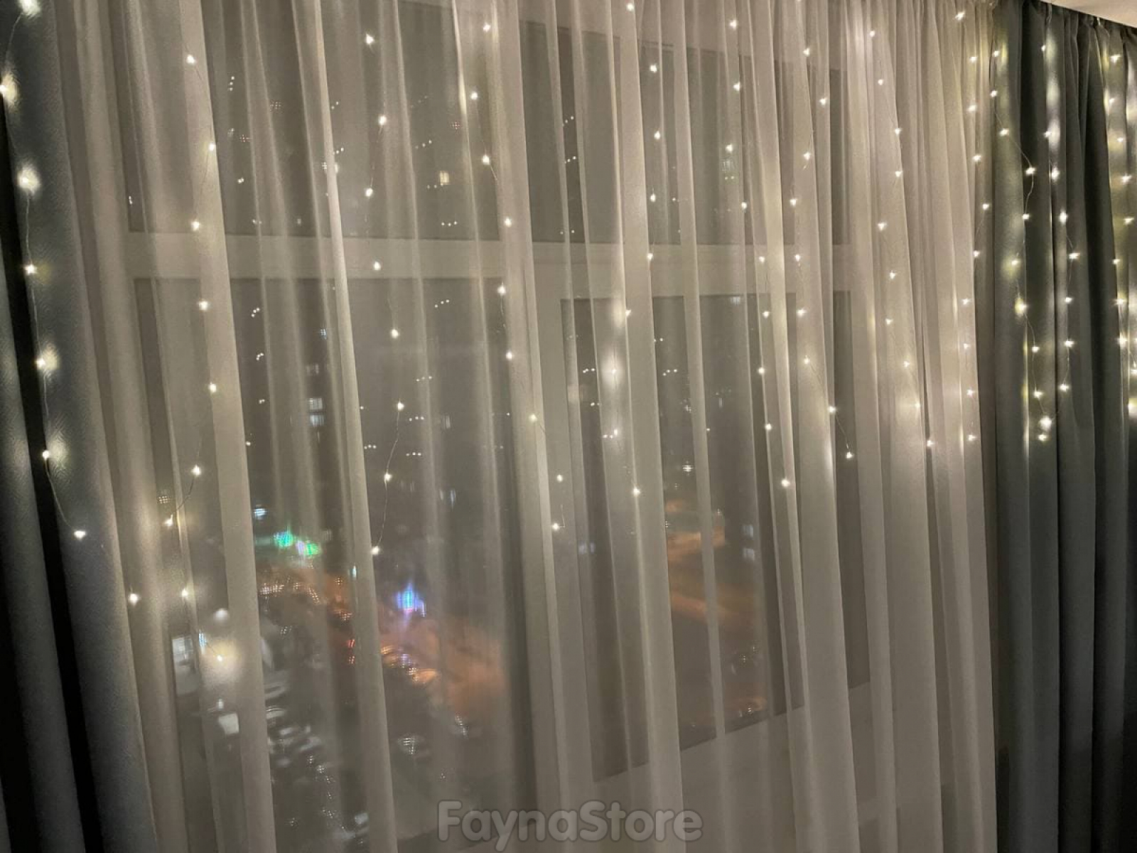 

Гирлянда штора роса Faylight 150 LED 3х1м с хвостовой заглушкой, теплый белый