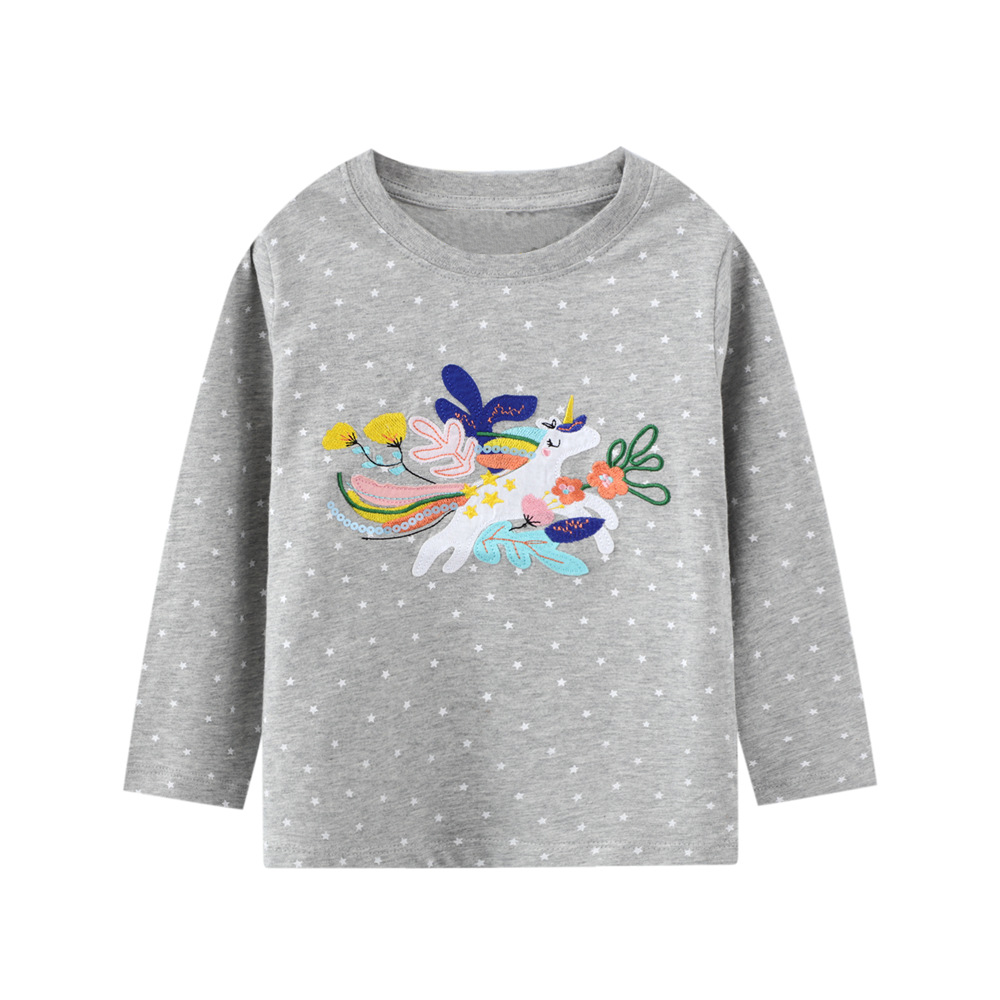 

Лонгслив для девочки с принтом единорога серый White unicorn Berni Kids (130) Серый (59578)