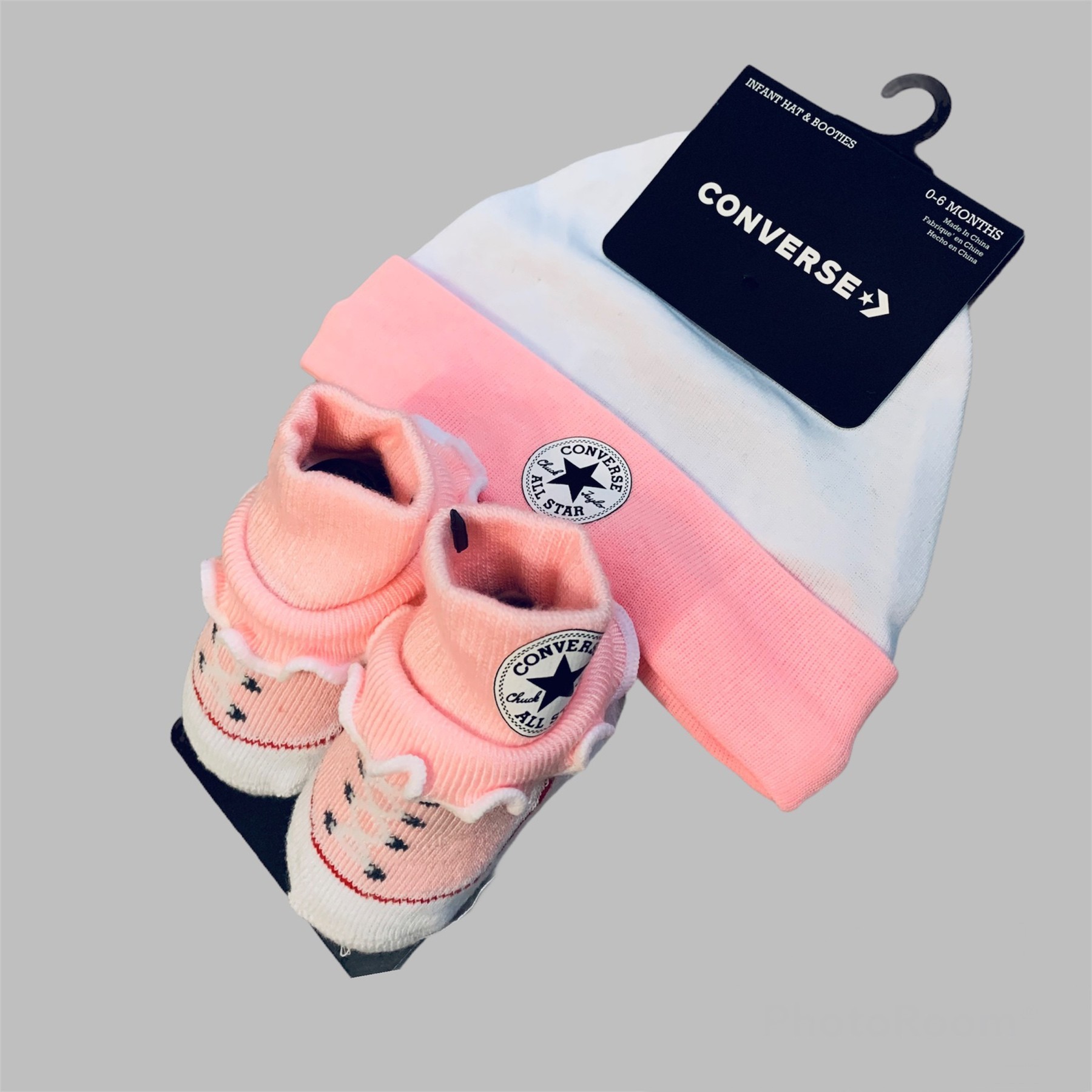 

Комплект (шапочка + пинетки) Converse 52-68 см Белый/розовый