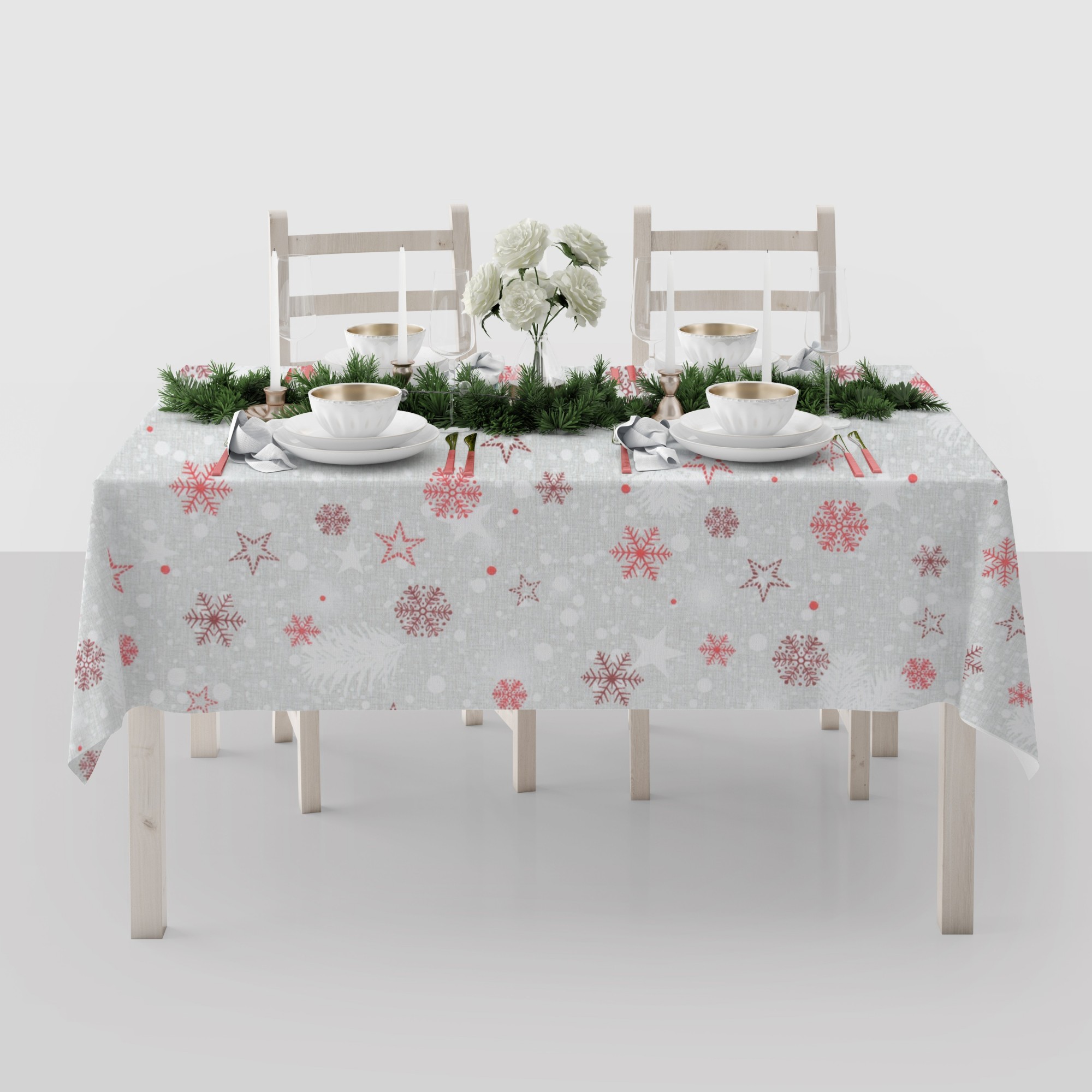 

Скатерть Новогодняя Wassa-Home-Decor 130х280 см Рождественские Снежинки