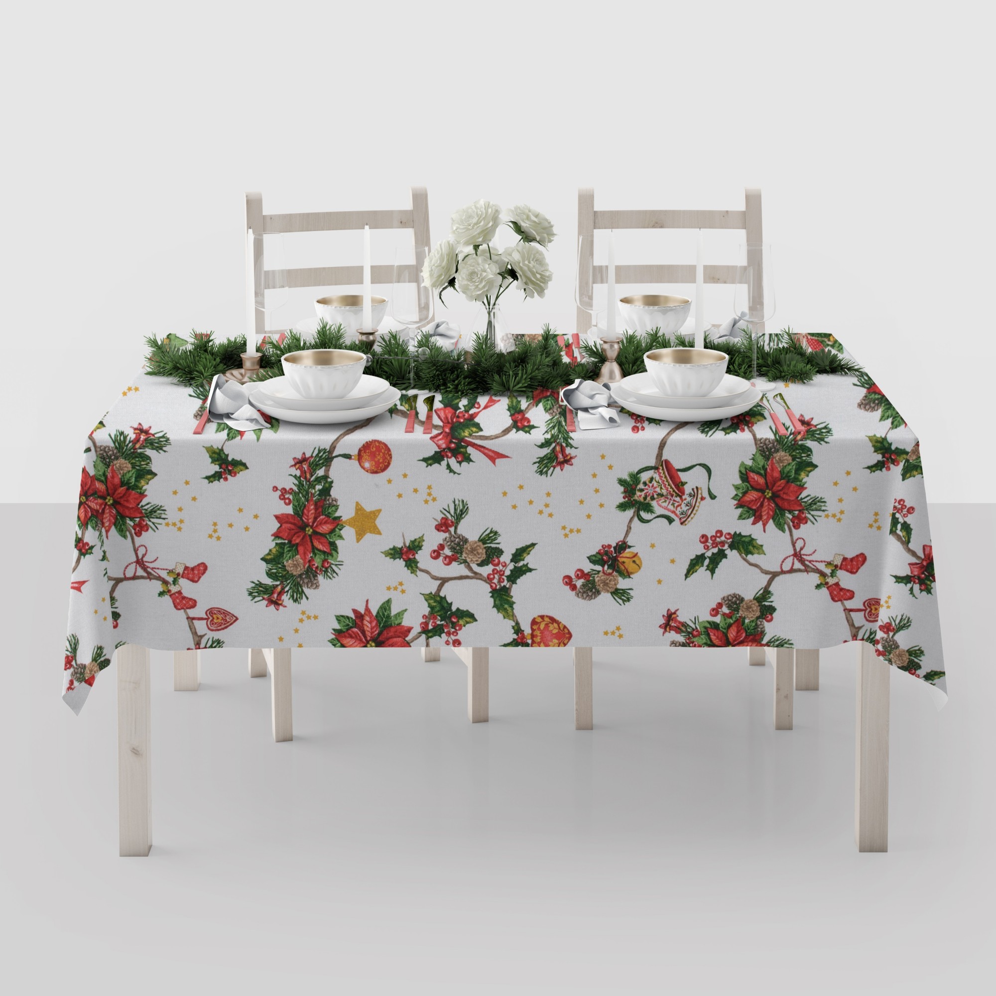 

Скатерть Новогодняя Wassa-Home-Decor 130х220 см Рождественские венки