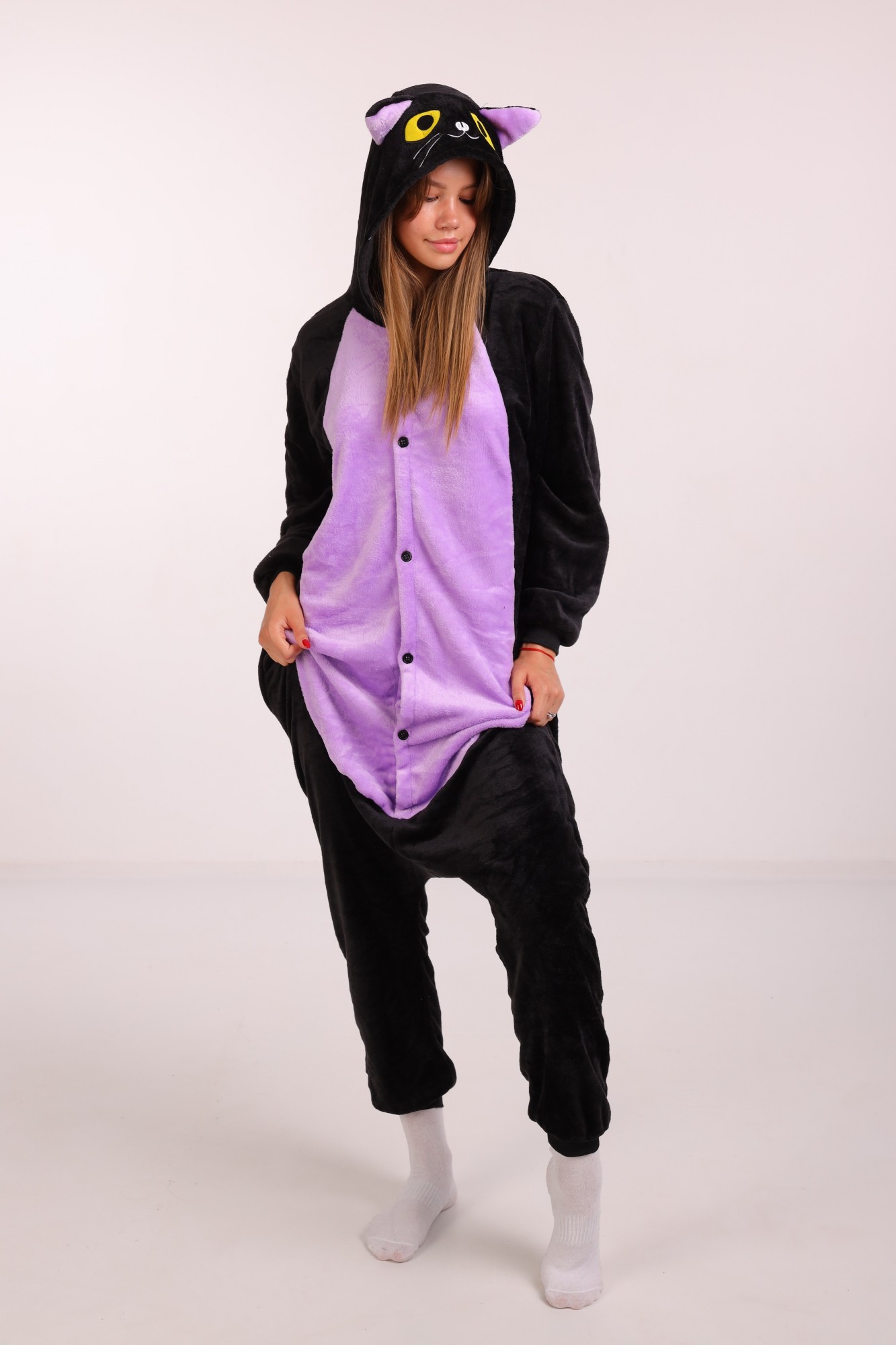 

Пижама Кигуруми Kigurumi Кошка Спуки Для Детей И Подростков Черный с фиолетовым 165-175 см. (1034/1)