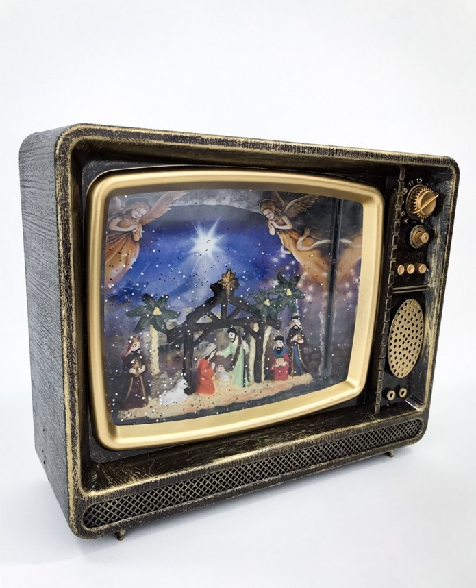 

Декоративный светильник с анимациями "Телевизор", цвет золотистый