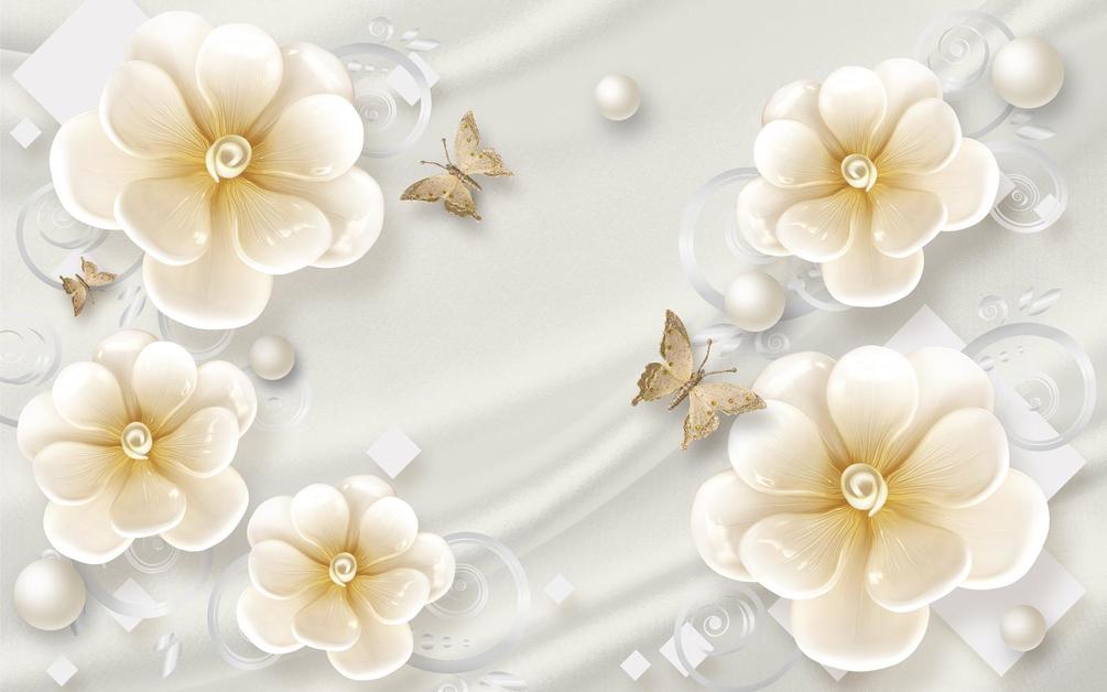 

Фотообои Арт-Обои Белоснежный жемчуг с цветами №38740 Аква