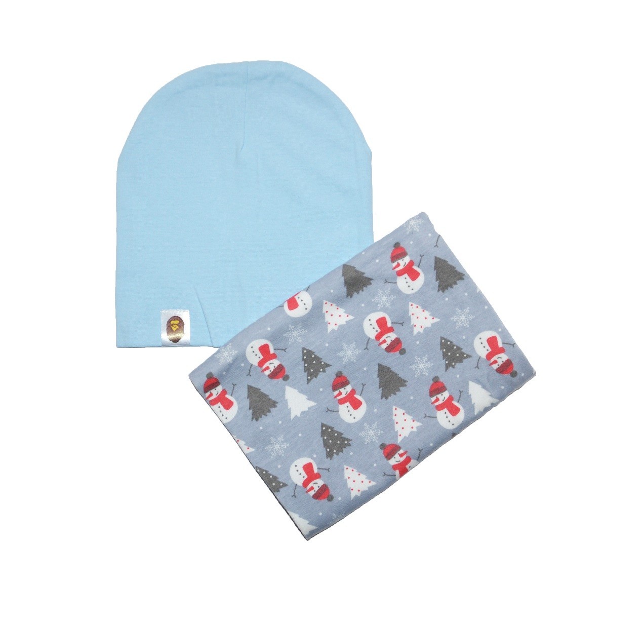 

Комплект Sweet Hats шапка и шарф-снуд снеговики голубой 52 см (НУБ-01-521)