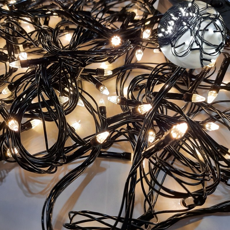 

Гирлянда светодиодная, новогодняя "Конус", 200 LED, 13м, белая, (черный провод)