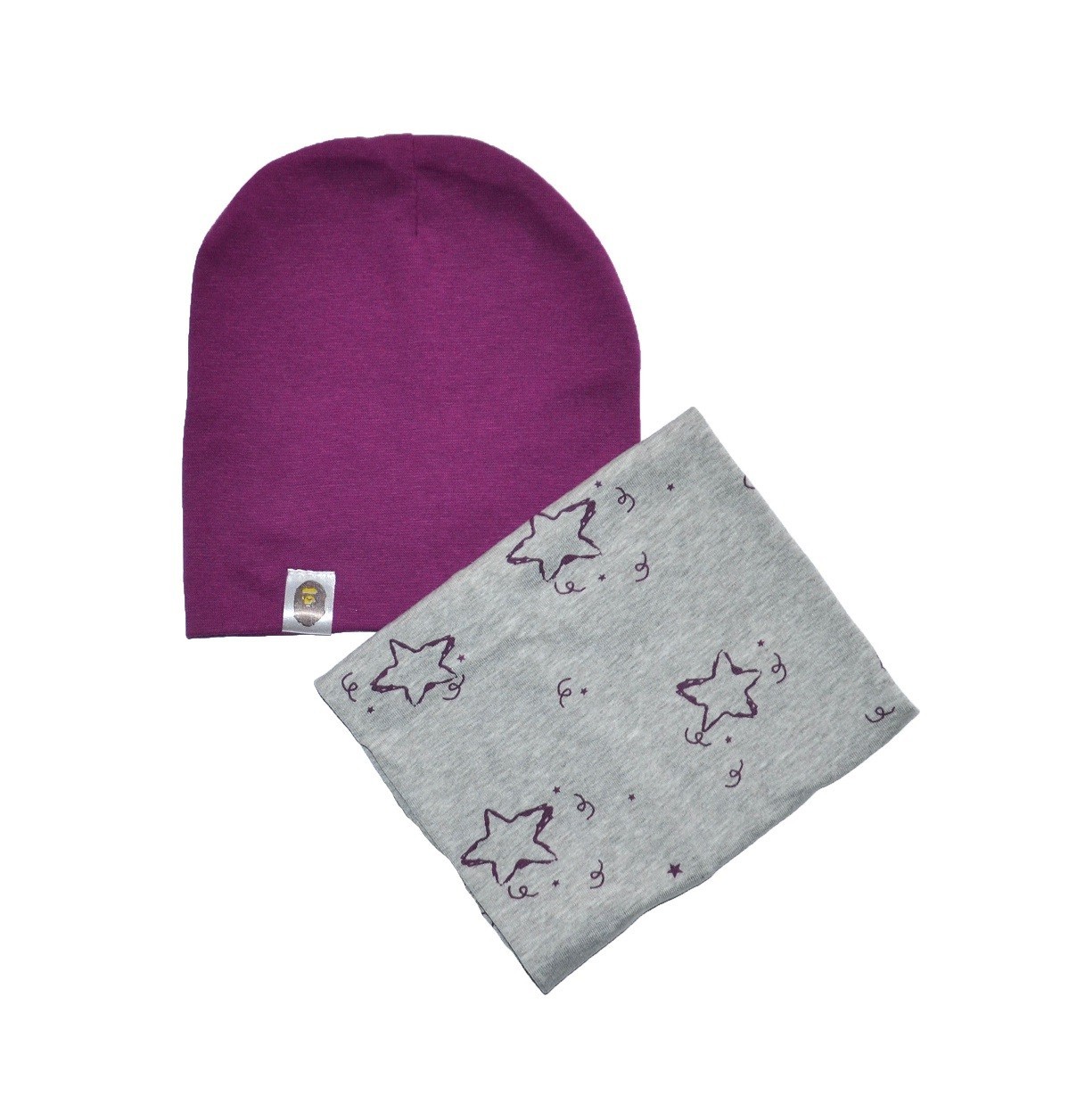 

Комплект Sweet Hats шапка и хомут рисунок звездочки фиолетово-серый 54 см (НУБ-01-466)