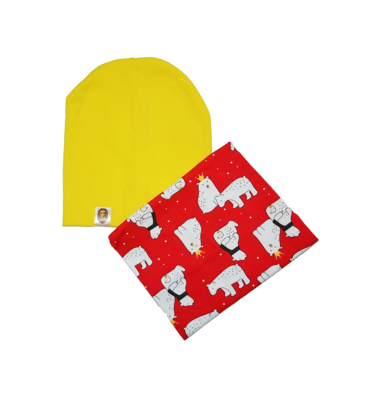 

Комплект Sweet Hats шапка и шарф-снуд медведи желтый с красным 54 см (НУБ-01-539)