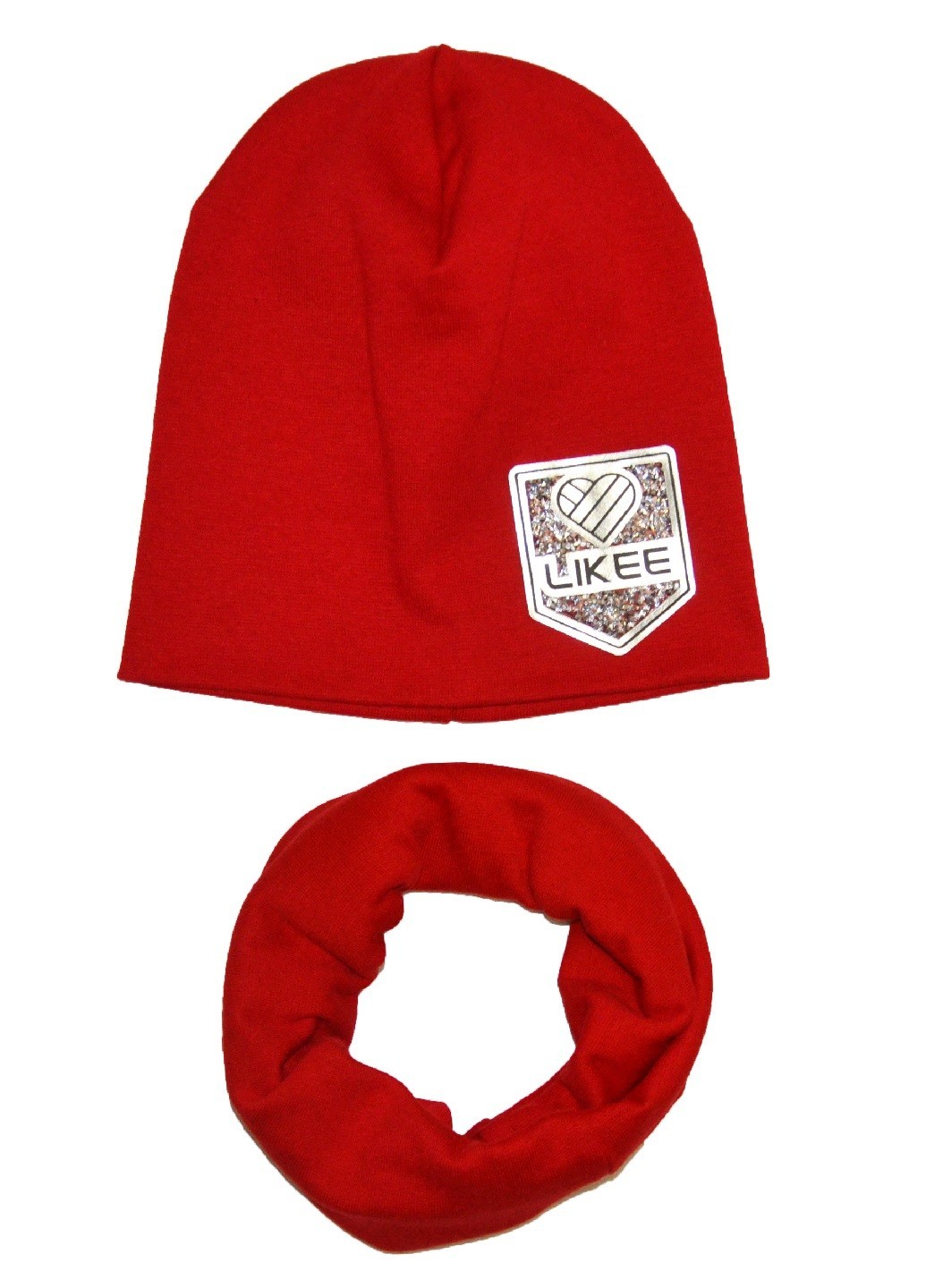 

Шапка и шарф-снуд комплект детский весенний Likee 7-13 лет 53см. красный (NX-203-01)