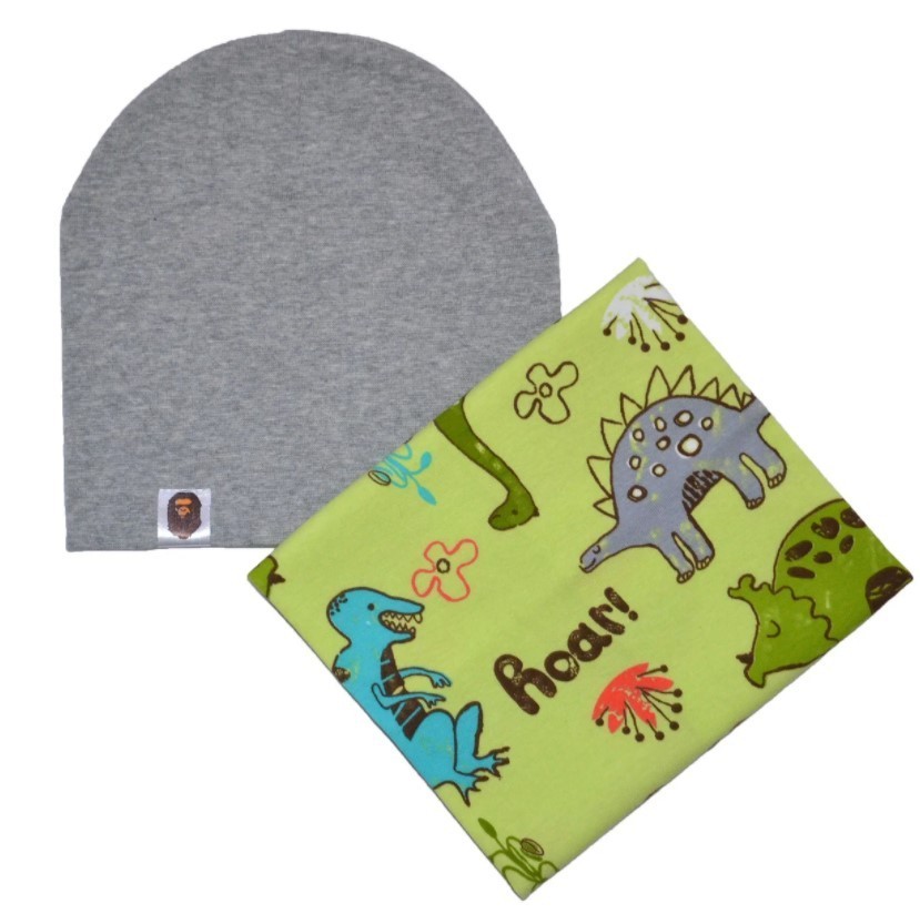 

Комплект Sweet Hats шапка и шарф снуд динозавры серо-салатовый 54 см (НУБ-01-236)
