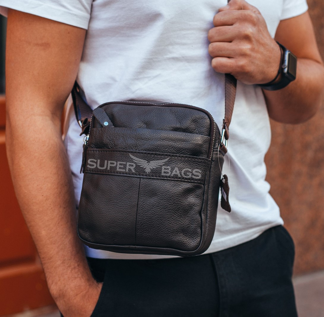

Мужская кожаная сумка месенджер через плечо Tiding Bag Коричневый 20 x 19 x 5,5 см A25F-8071B