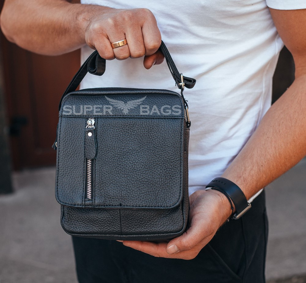 

Мужская кожаная сумка месенджер через плечо Tiding Bag Черный 27 x 21 x 7 см 14636