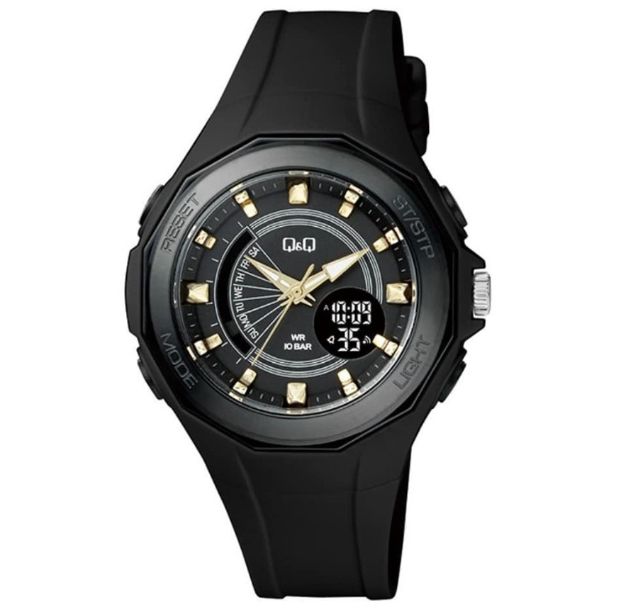 

Часы спортивные Q&Q GW91J003Y 10Bar Black-gold (3685)