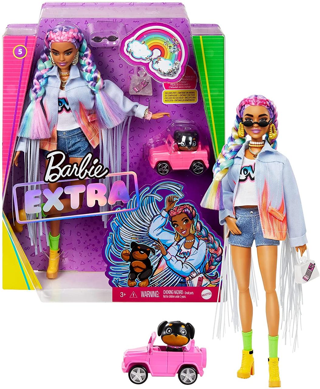 

Кукла Барби Экстра Модница c радужными косичками Barbie Extra GRN29